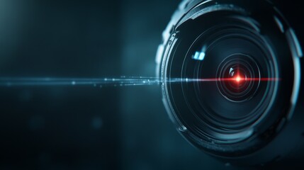 Camera Lens with Red Flare and Light Streak