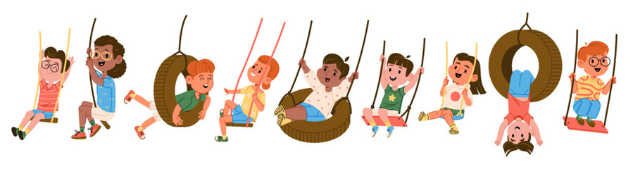 Children Playing on Swings