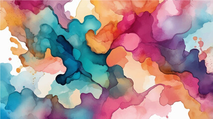 Abstract watercolor background with artistic paint texture and colorful splashes