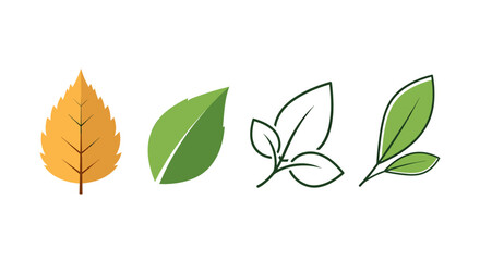 Naklejka premium Illustrated leaves showing different styles and forms of foliage in varied green shades