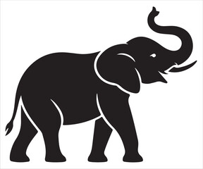 Silhouette of elephant with trunk raised vector illustration