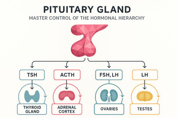Pituitary Gland and Hormonal Hierarchy Illustration
