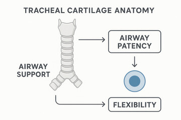 Tracheal Cartilage Anatomy Illustration: Airway Support, Patency and Flexibility, Medical Diagram [Illustration]