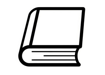 Simple Black Book Icon Line Art Graphic Isolated on White Background