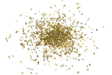 Dry chopped chive flying isolated on white background and texture