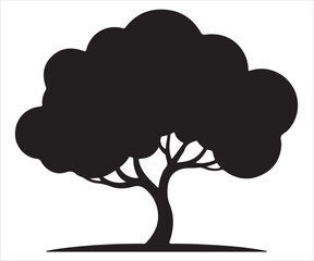 Silhouette of a large tree with leafy canopy vector illustration