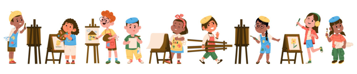 Children Painting in Art Class