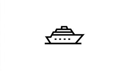 Obraz premium Simple, minimalist line art icon depicting a cruise ship isolated on a white backdrop