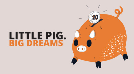 Vector illustration of piggy bank, symbolizing fun saving, financial planning, and goal setting