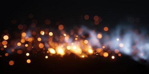 Obraz premium Vibrant orange bokeh lights against dark background