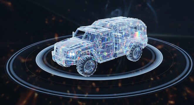 Futuristic Holographic SUV Display.