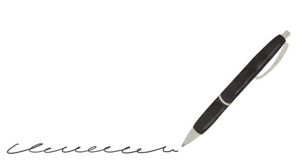 ブラックのボールペンとフリーハンド波線　水彩風手描きイラスト