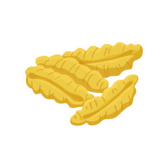 Cavatelli flat doodle illustration. Hand drawn graphic print of short macaroni Cortecce pasta type. Vector food element of Italian cuisine