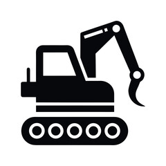 Excavator Black Silhouette Heavy Machine