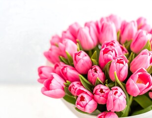 Close-up of a bouquet of pink tulips