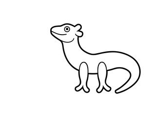 Obraz premium Axolotl Outline Illustration Vector