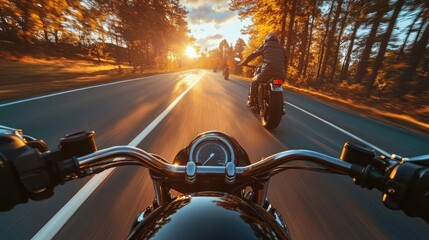 Riding into the sunset: Thrilling motorcycle adventure on a scenic open road