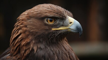 Fototapeta premium Close-up of golden eagle showcasing its intense gaze, powerful beak, and intricate feather details