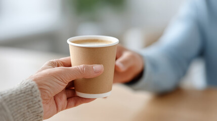 Workplace gesture of kindness: presenting a coffee in a shared office environment