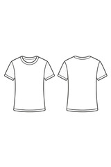 Naklejka premium A pristine white short-sleeve t‑shirt is shown from front and back angles, ideal for apparel design