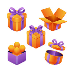 set of birthday, celebration, holiday, valentine gift boxes