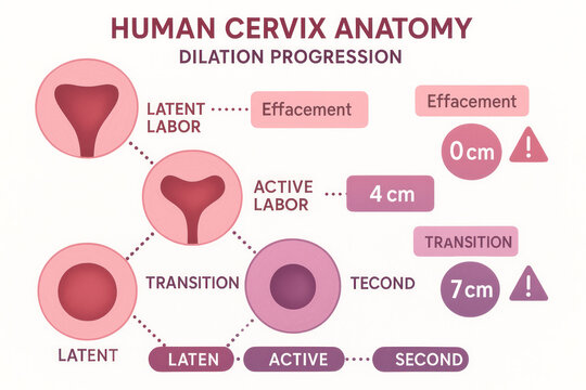 Human Cervix Anatomy - Dilation Progression Stages Illustration
