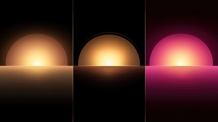 Symmetrical sunset/sunrise in three color variations