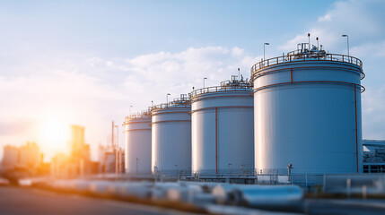 Obraz premium Liquefied natural gas storage tanks with cryogenic insulation and safety monitoring systems specialized equipment handling super cooled gas storage for energy distribution