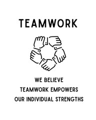 Team Work Printable Wall Poster, Modern Typography Motivational Art, Inspiring Quote Decor for Workspaces, Students, and Teams