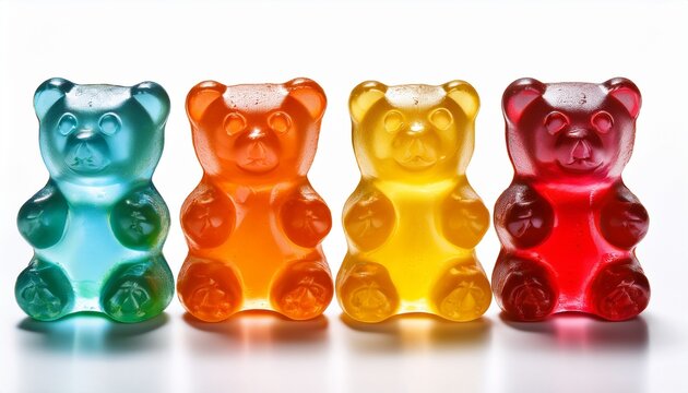 colourful gummy bears isolated on white background