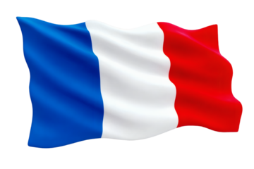 Waving French flag symbolizes national pride and unity in vibrant motion