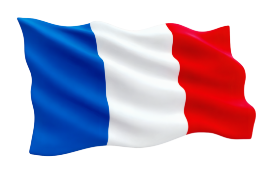 Waving French flag symbolizes national pride and unity in vibrant motion
