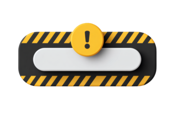 Alert notification with warning stripes and exclamation mark icon