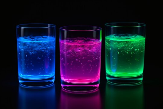 Gradient neon drinks in glass cups