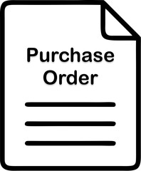 Purchase order document with blank lines for details, transparent background, vector, icon  