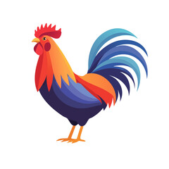 Fototapeta premium Colorful Rooster Isolated on a Transparent Background 