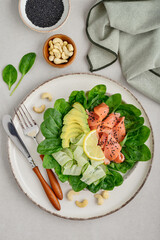 Salmon salad for ketogenic diet