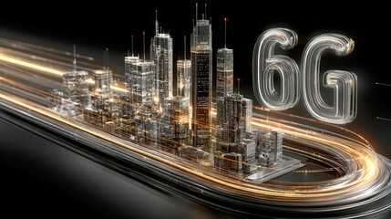 Futuristic Cityscape Model Representing Advanced 6G Technology and Connectivity