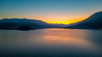 Sunset view of Lago di Como in Italy