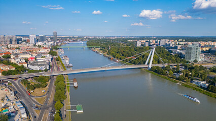 Obraz premium Aerial view of SNP bridge in Bratislava, Slovakia