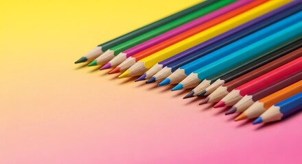 Vibrant Colored Pencils on Gradient Background.
