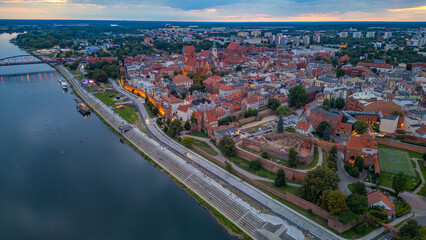Fototapeta premium Sunset panorama of Torun in Poland