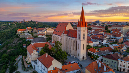 Sunrise view of Saint Nicholas church in Znojmo, Czech republic