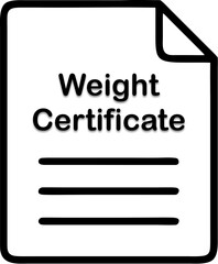 Weight certificate document with blank lines for information, transparent background, vector, icon 