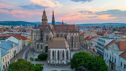 Panorama view of Kosice with Saint Elisabeth cathedral and Saint