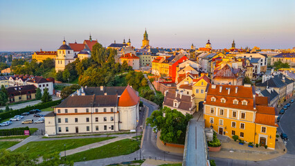 Sunset panorama view of the old town of Lublin, Poland © dudlajzov