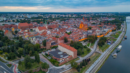 Sunset panorama of Torun in Poland