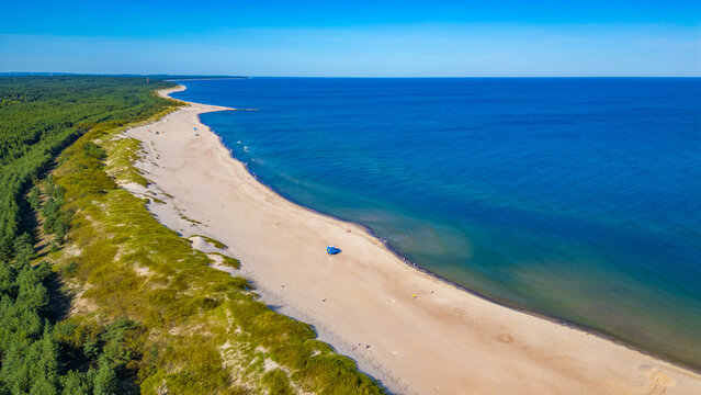 Panorama view of a beach at Ustka, Poland