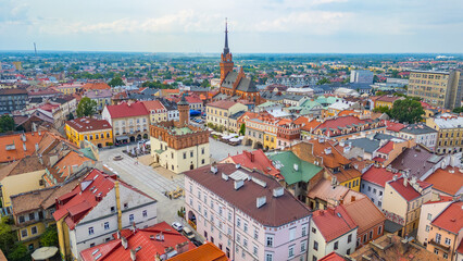 Panorama view of Polish town Tarnow during a sunny day