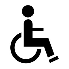 Minimalist wheelchair user icon on transparent background